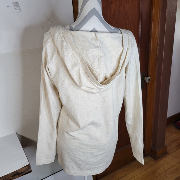 Womans Denim & Co Oat Meal/Off White hooded pullover knit top Size Small - Picture 3 of 7